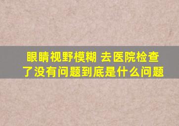 眼睛视野模糊 去医院检查了没有问题到底是什么问题